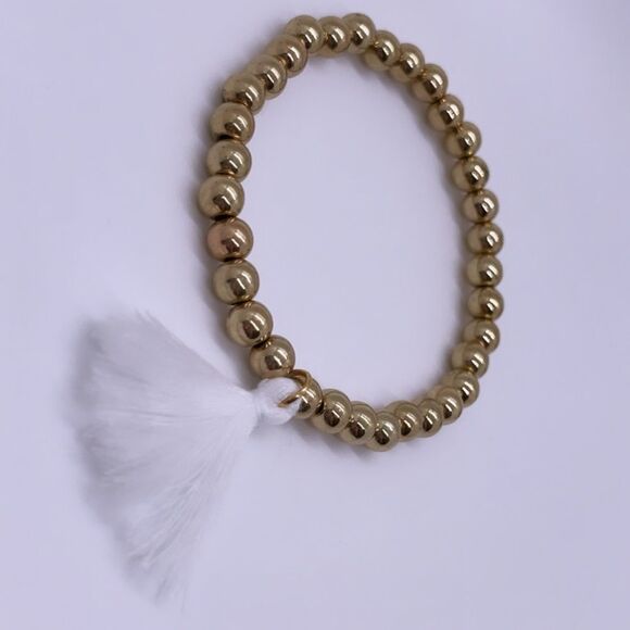 NWT Wool + Pepper Co. Gold Tassel Bracelet - Picture 3 of 6